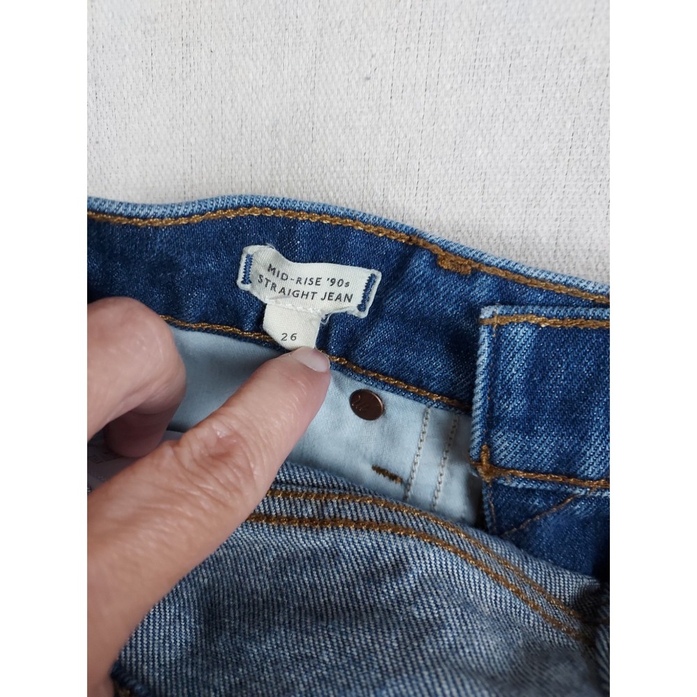 Madewell Womens 26 Mid Rise 90s Straight Jeans Blue Denim Straight Leg 26x28 - Picture 9 of 16